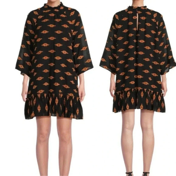 Rhode Marika Mini Tent Dress in Ikat Clip Jacquard - Picture 3 of 15